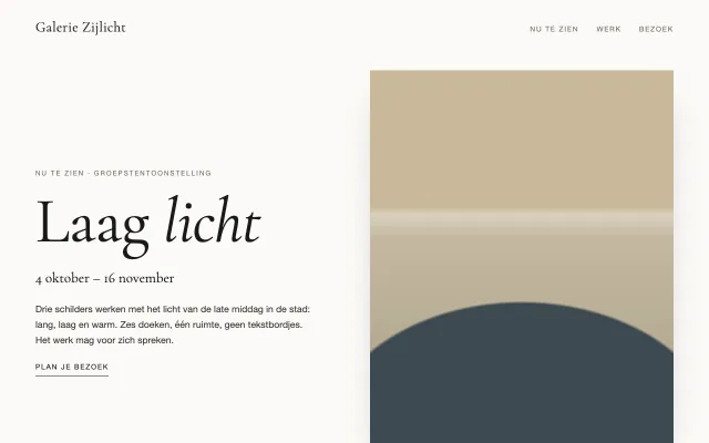 Schermafbeelding van het conceptontwerp voor Galerie Zijlicht